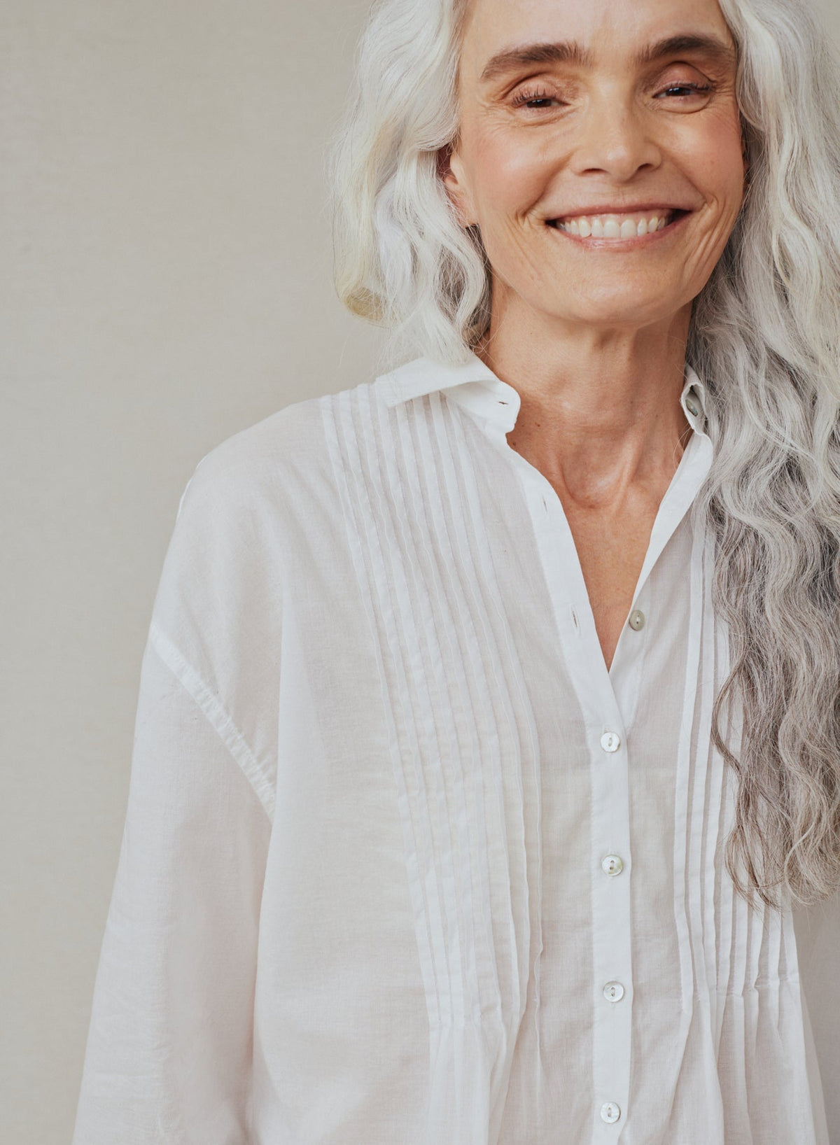 PINTUCKED FLOWY SHIRT