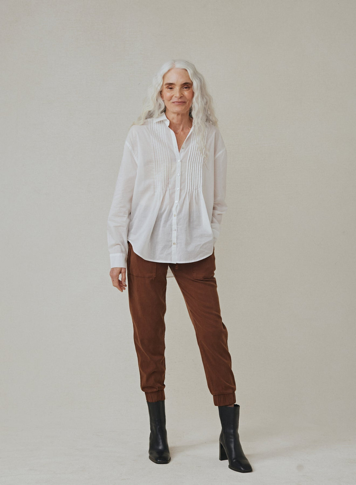 PINTUCKED FLOWY SHIRT