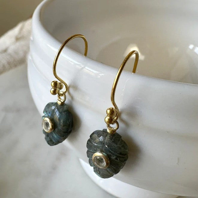 CARVED LABRADORITE EARRING