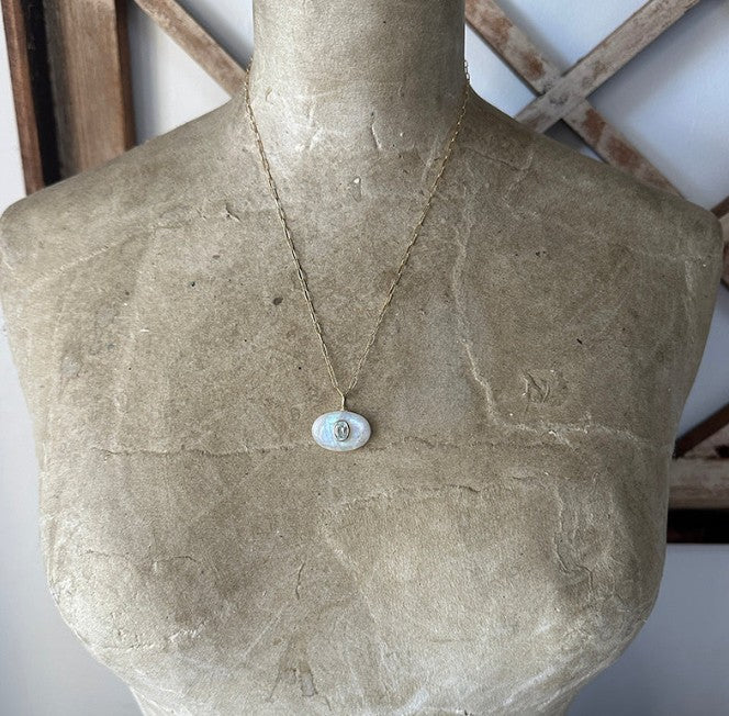 MOONSTONE/BLUE TOPAZ NECKLACE