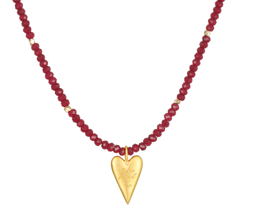 RED ONYX HEART NECKLACE