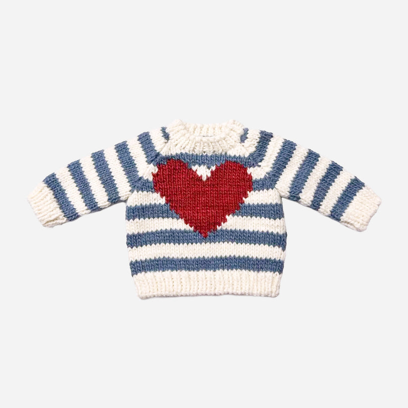 STRIPE BIG HEART SWEATER