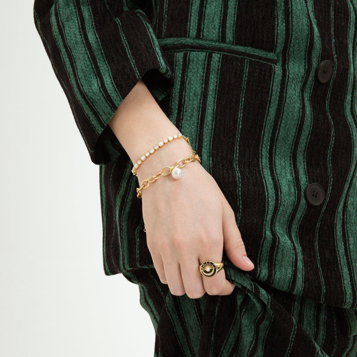 CHUNCKY LINK BRAC BAROQUE PEARL