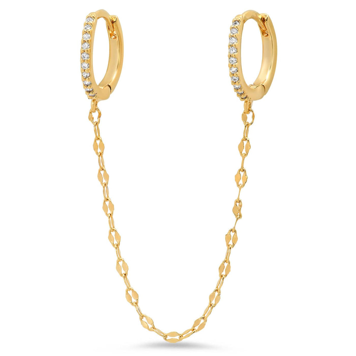 GOLD DOUBLE HUGGIE W CHAIN