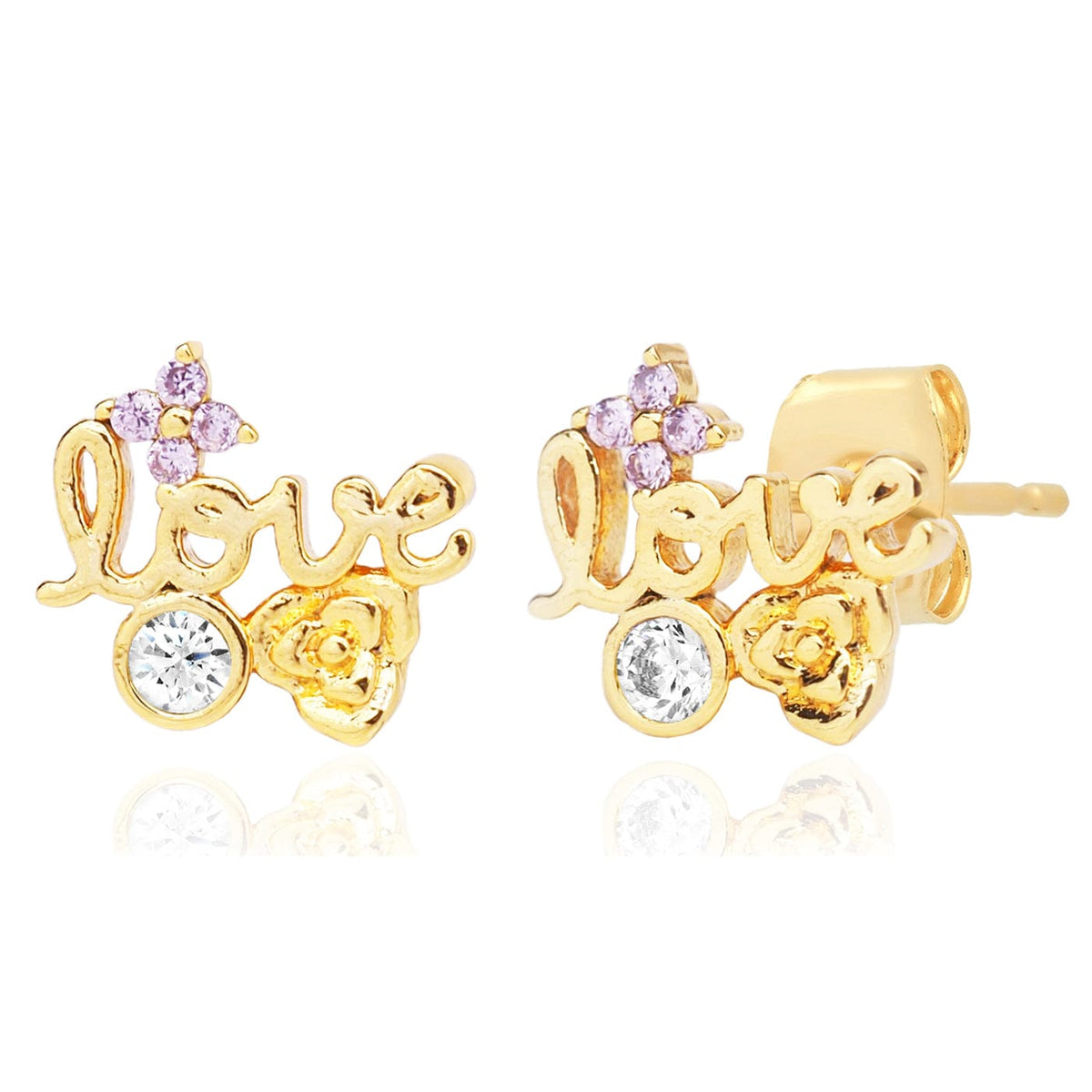 GOLD LOVE FLORAL CLUSTER STUD