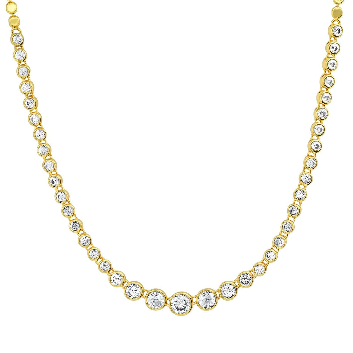 GOLD BALL CHAIN NECKLACE W/ GRAD CZ