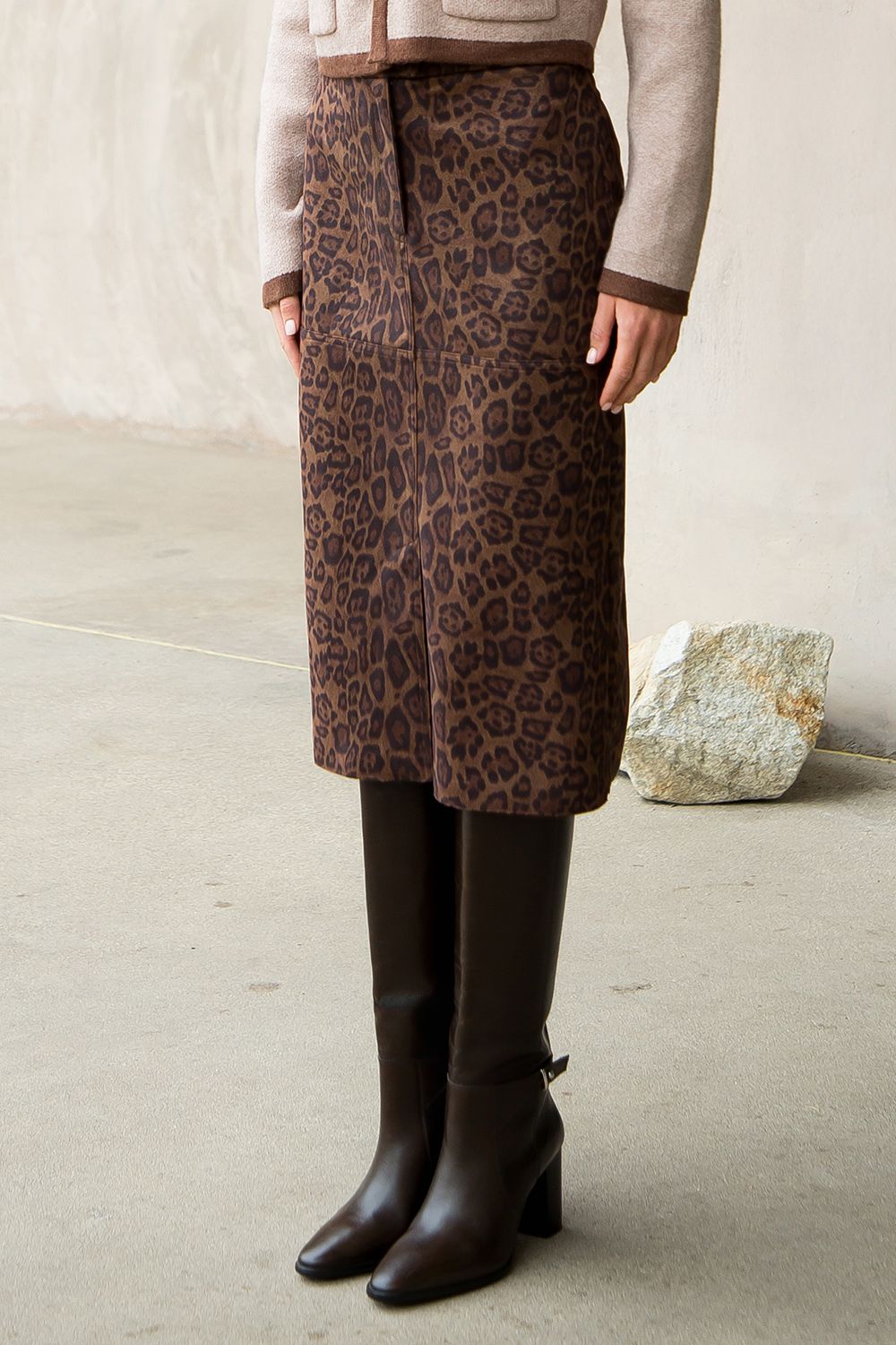 CHEETAH SUEDE SKIRT