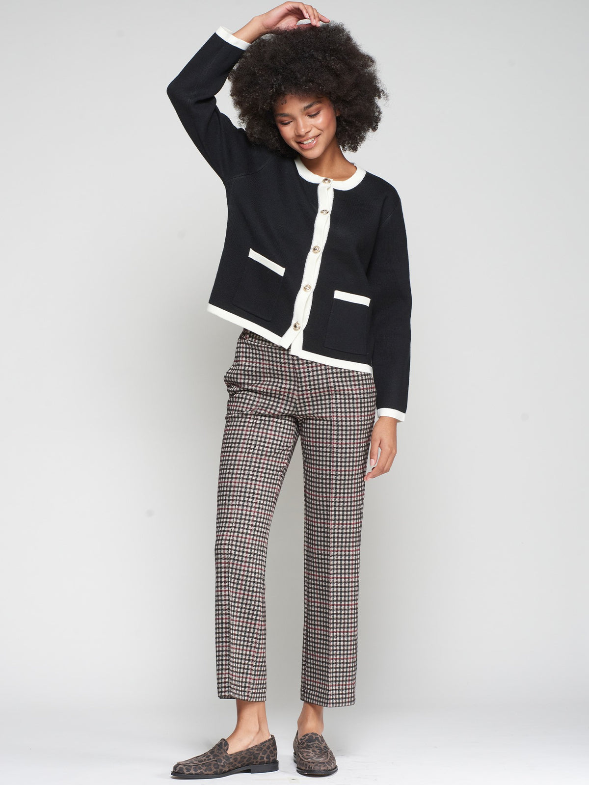 FRONT SEAM HOUNDSTOOTH TROUSER