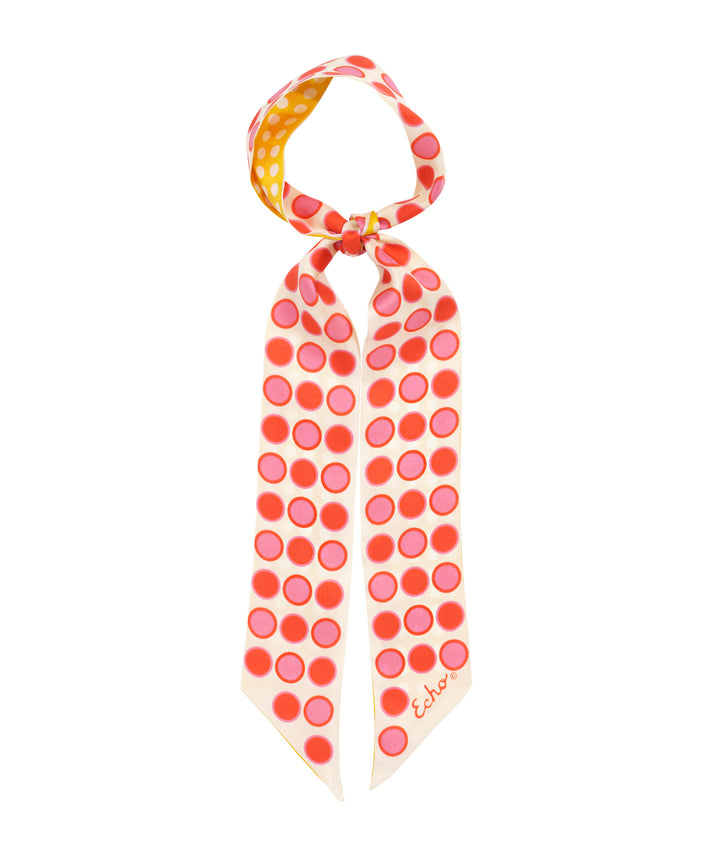 SPOTTED SILK RIBBON SCARF