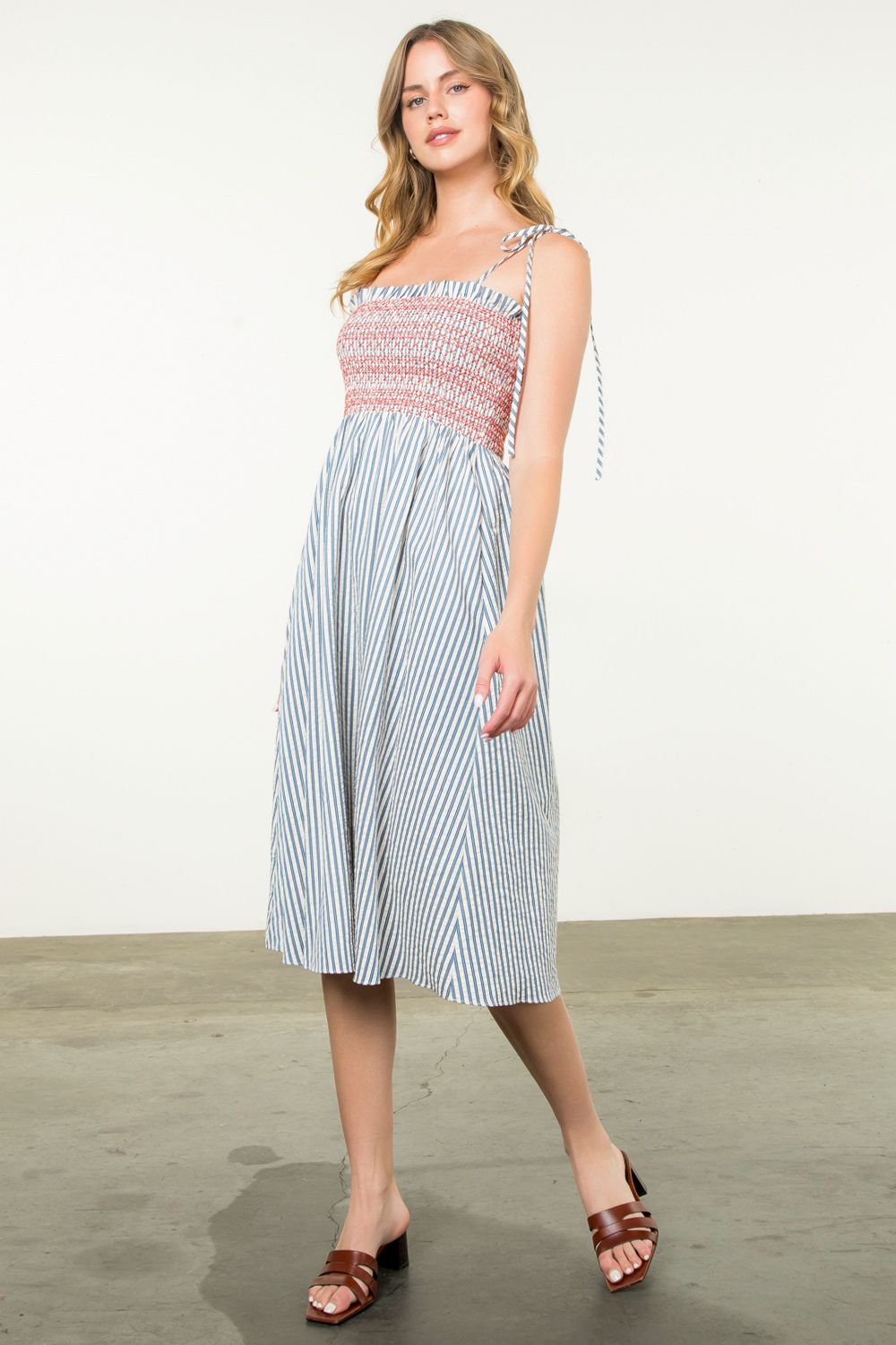 TIE STRAP STRIPE DRESS