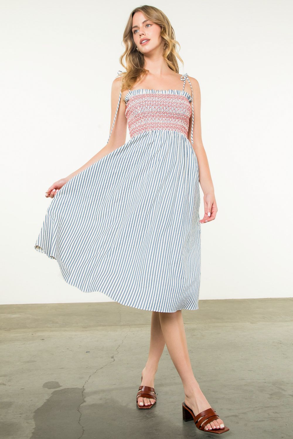 TIE STRAP STRIPE DRESS